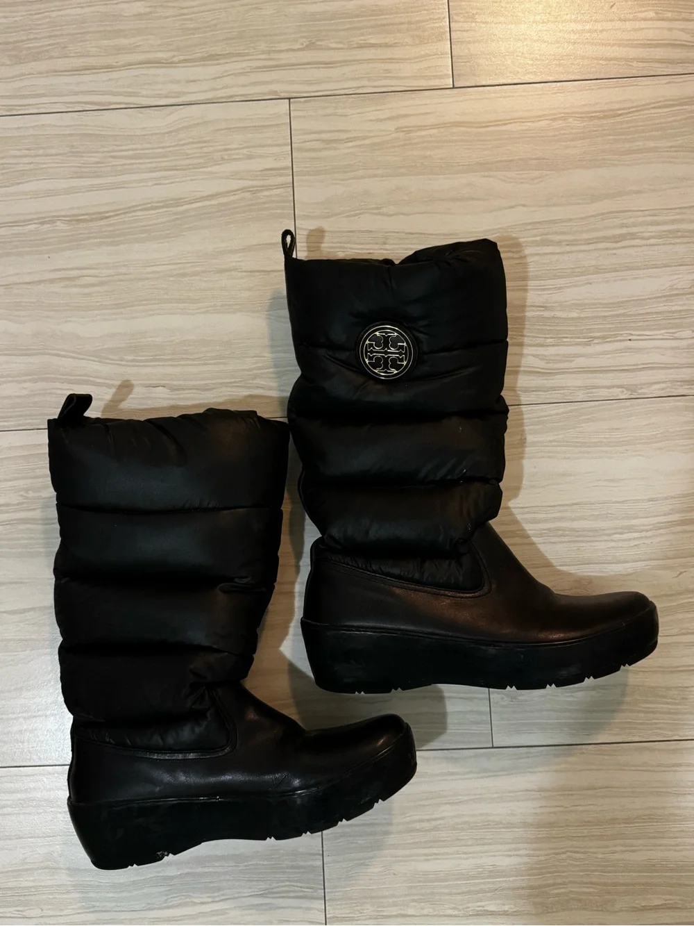 Tory Burch Black Puffer Winter Boots Size 11